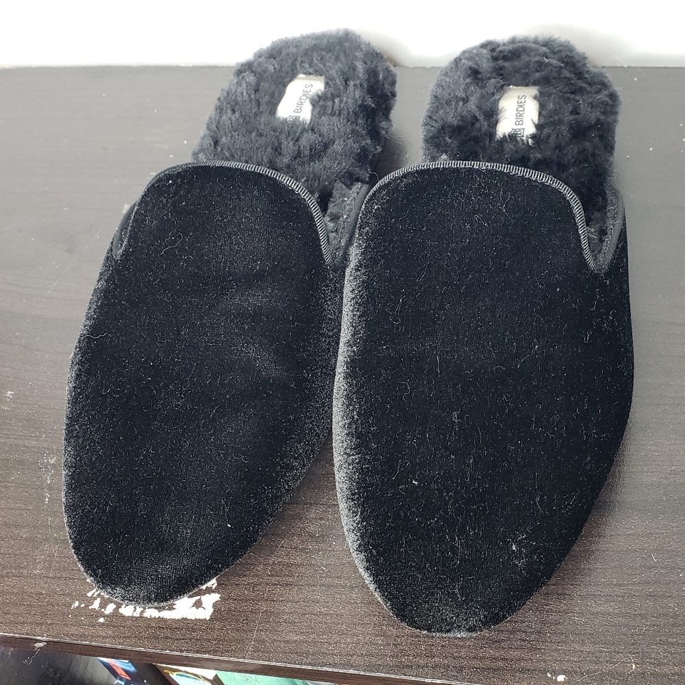 Sz 9 Birdies Mule Black Velvet Birdie's Slipper